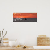 Segelboot auf See bei Sonnenuntergang Poster (Küche)