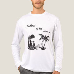 Segelboot auf See mit Palme – Tropischer Strand Tri-Blend Shirt