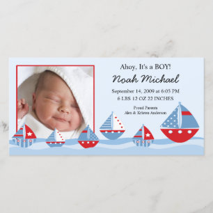 Segelboot-Baby-Geburt Annoucement Ankündigung