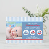 Segelboot-Baby-Geburt Annoucement Einladung (Stehend Vorderseite)