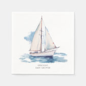 Segelboot Babydusche Serviette (Vorderseite)