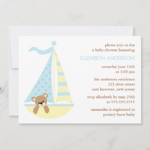 Segelboot-Bär-Baby-Party Einladung
