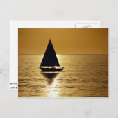 Segelboot bei Sonnenuntergang, Abhang Postkarte (Vorne/Hinten)
