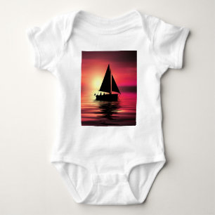 Segelboot bei Sonnenuntergang auf dem Meer Kunstde Baby Strampler