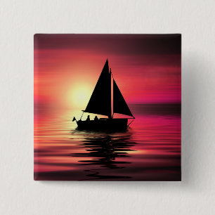 Segelboot bei Sonnenuntergang auf dem Meer Kunstde Button