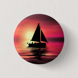 Segelboot bei Sonnenuntergang auf dem Meer Kunstde Button