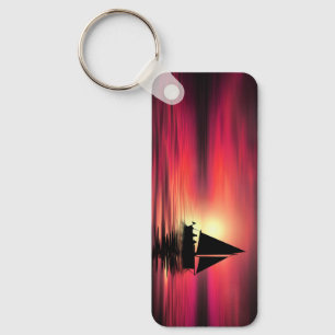 Segelboot bei Sonnenuntergang auf dem Meer Kunstde Schlüsselanhänger