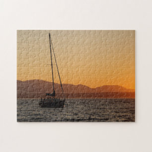 Segelboot bei Sonnenuntergang auf dem Puget Sound Puzzle