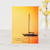 Segelboot bei Sonnenuntergang Beileid Karte (Gelbe Blume)