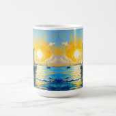 Segelboot bei Sonnenuntergang Kaffeetasse (Mittel)