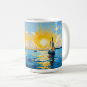 Segelboot bei Sonnenuntergang Kaffeetasse (VorderseiteRechts)