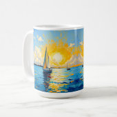 Segelboot bei Sonnenuntergang Kaffeetasse (Vorderseite Links)