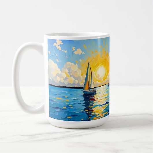 Segelboot bei Sonnenuntergang Kaffeetasse (Links)