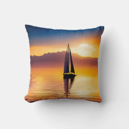 Segelboot bei Sonnenuntergang Kissen