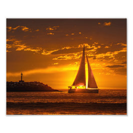 Segelboot bei Sonnenuntergang - Marina Del Rey, CA Fotodruck