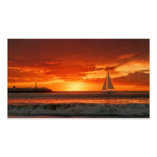 Segelboot bei Sonnenuntergang - Marina Del Rey, CA Fotodruck