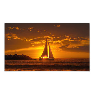 Segelboot bei Sonnenuntergang - Marina Del Rey, CA Fotodruck