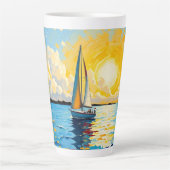 Segelboot bei Sonnenuntergang Milchtasse (Vorderseite)
