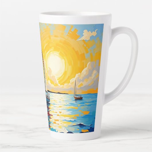 Segelboot bei Sonnenuntergang Milchtasse (Rechts)