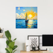 Segelboot bei Sonnenuntergang Poster (Heimbüro)