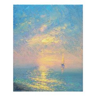 Segelboot bei Sonnenuntergang Poster