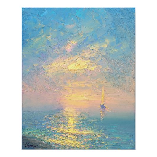 Segelboot bei Sonnenuntergang Poster (Vorderseite)