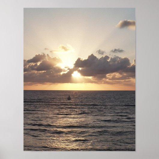 Segelboot bei Sonnenuntergang Poster (Vorne)