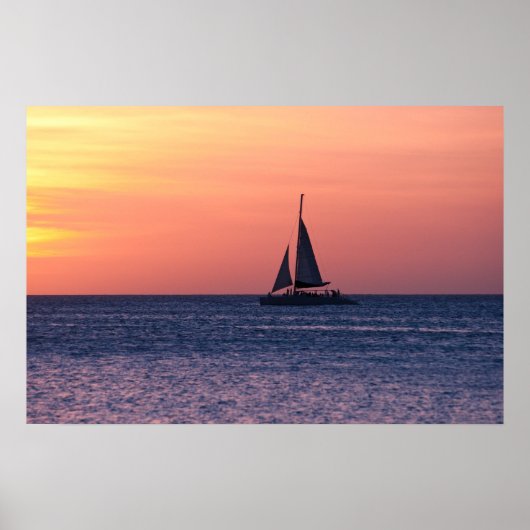 Segelboot bei Sonnenuntergang Poster (Vorne)