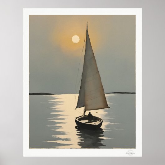 Segelboot bei Sonnenuntergang Poster (Vorne)