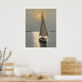 Segelboot bei Sonnenuntergang Poster (Küche)