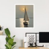 Segelboot bei Sonnenuntergang Poster (Heimbüro)