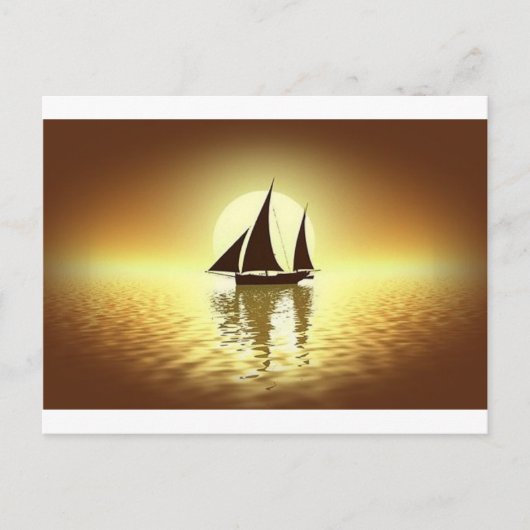 Segelboot bei Sonnenuntergang Postkarte (Vorderseite)