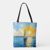 Segelboot bei Sonnenuntergang Tasche (Rückseite)