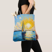 Segelboot bei Sonnenuntergang Tasche (Von Nahem)