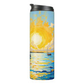 Segelboot bei Sonnenuntergang Thermosbecher (Nach rechts gedreht)