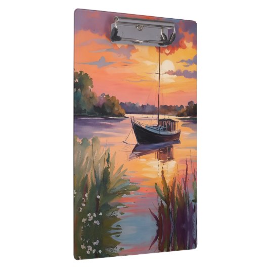 Segelboot bei Sunrise Klemmbrett (Rechts)