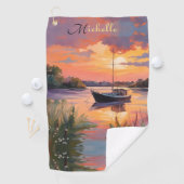 Segelboot bei Sunrise *personalize* Golfhandtuch (Insitu)