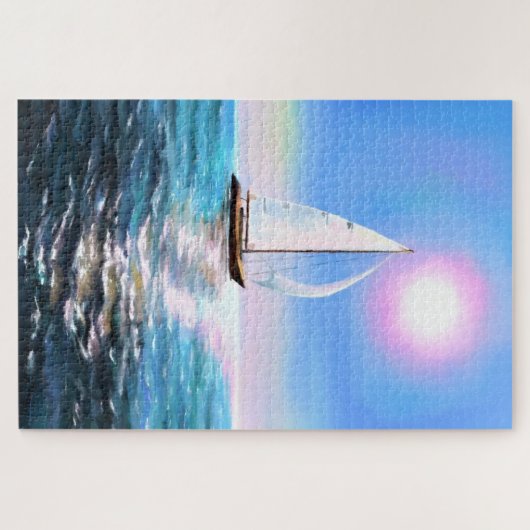 Segelboot bei Sunrise - Zeichnend Puzzle (Horizontal)