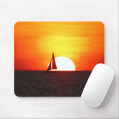 Segelboot bei Sunset Mousepad (Mit Mouse)