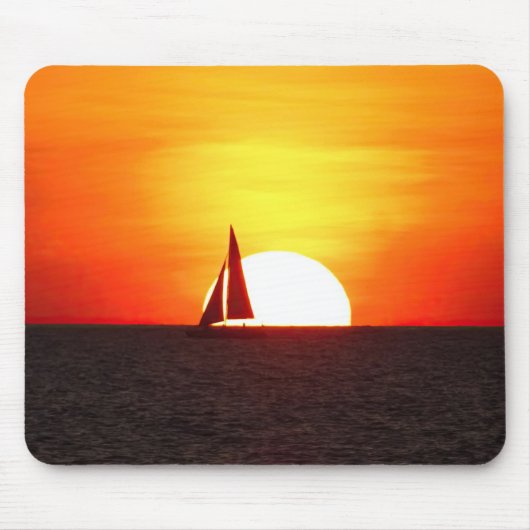Segelboot bei Sunset Mousepad (Vorne)