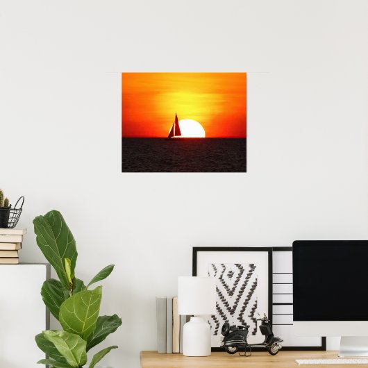 Segelboot bei Sunset Poster (Heimbüro)