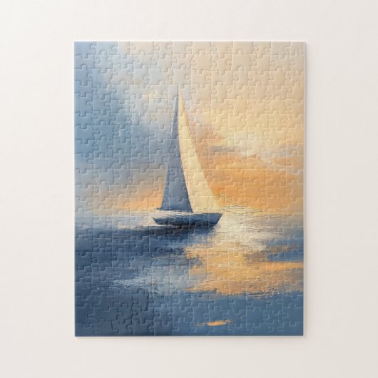 Segelboot bei Sunset Puzzle (Vertikal)