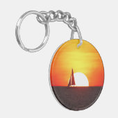 Segelboot bei Sunset Schlüsselanhänger (Vorderseite links)