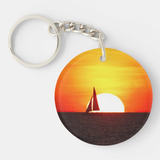 Segelboot bei Sunset Schlüsselanhänger (Vorderseite)