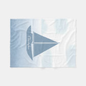 Segelboot Blaue Aquarellmalerei Fleecedecke (Vorderseite (Horizontal))