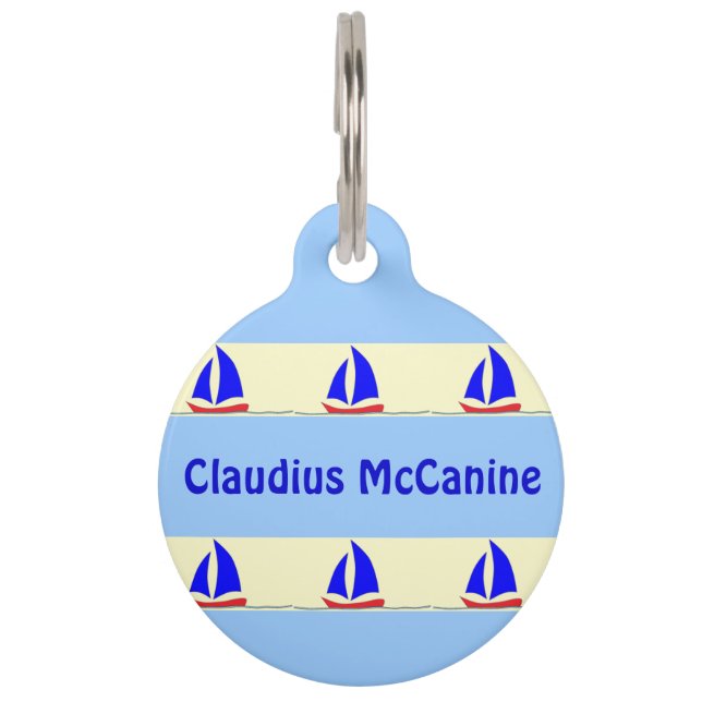 Segelboot-blauer Streifen-Gewohnheit Tiermarke (Vorderseite)