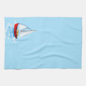 Segelboot blaues Küstenwasser Geschirrtuch (Horizontal)