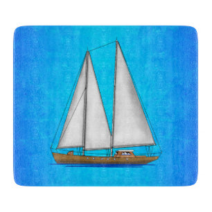 Segelboot-blaues Wasser Schneidebrett
