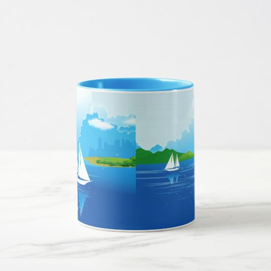 Segelboot Blue Coffee Tasse Tee Cup (Zentrum)