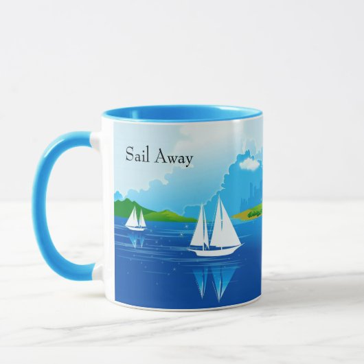 Segelboot Blue Coffee Tasse Tee Cup (Links)